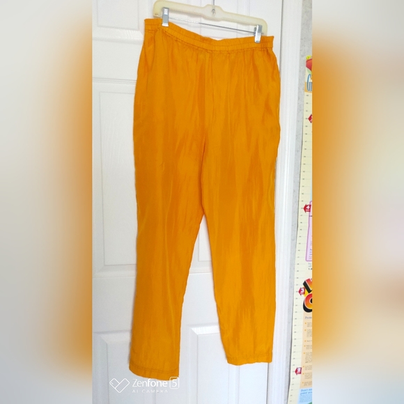 Vintage  Adam Douglas Women's Silk Set  mustard yellow large Pants Top - Picture 8 of 12